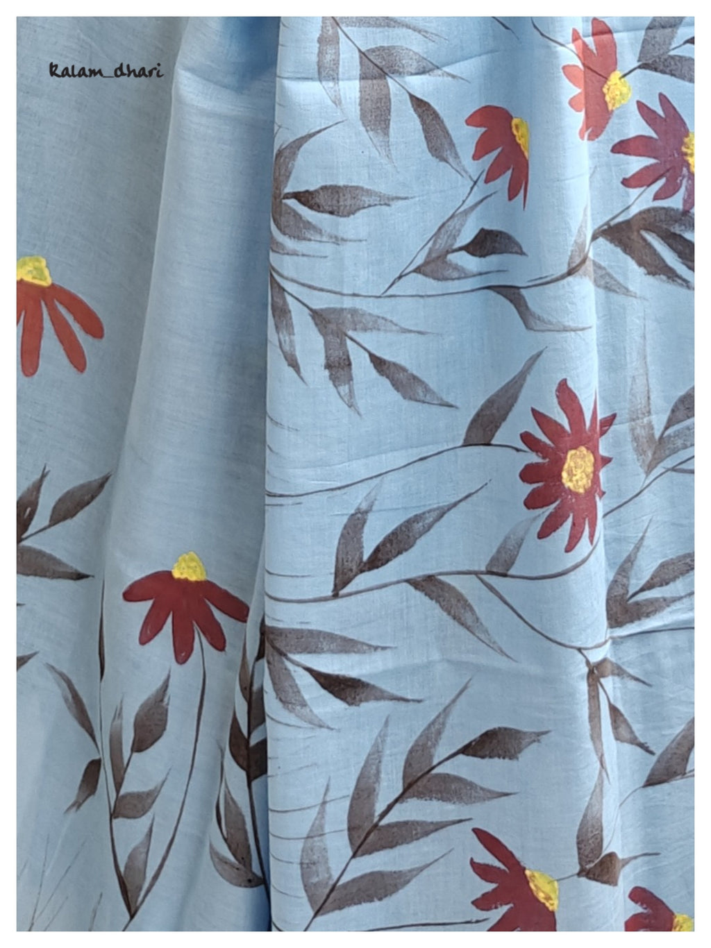 Daisy Painted Mul Cotton Sares