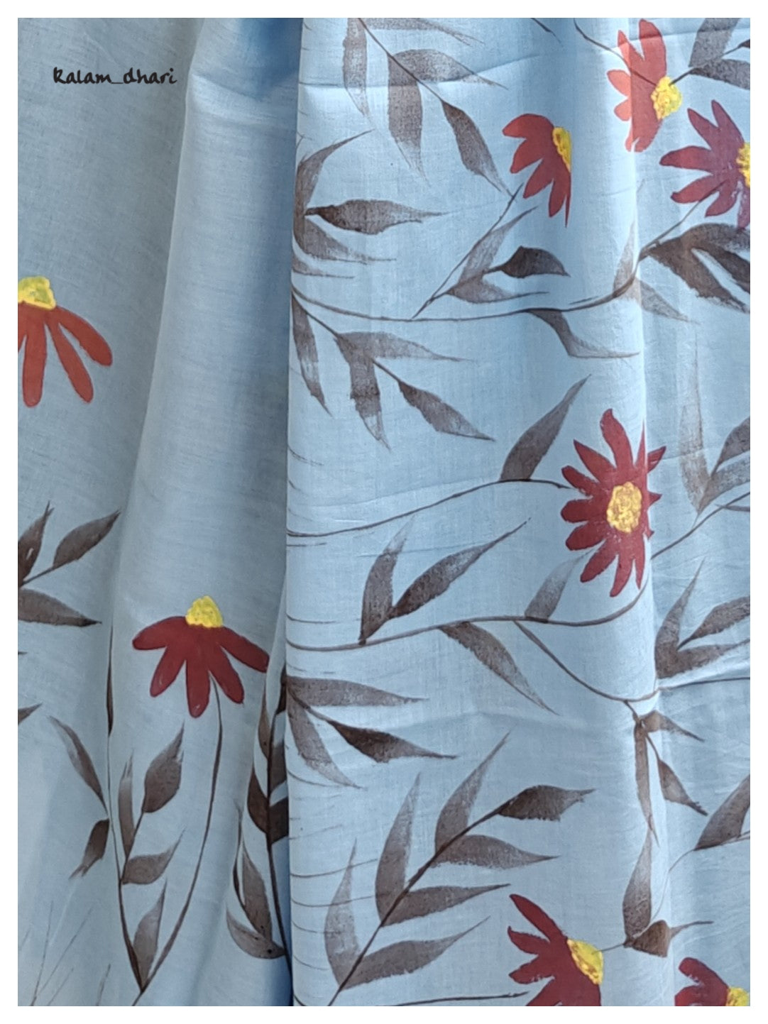 Daisy Painted Mul Cotton Sares