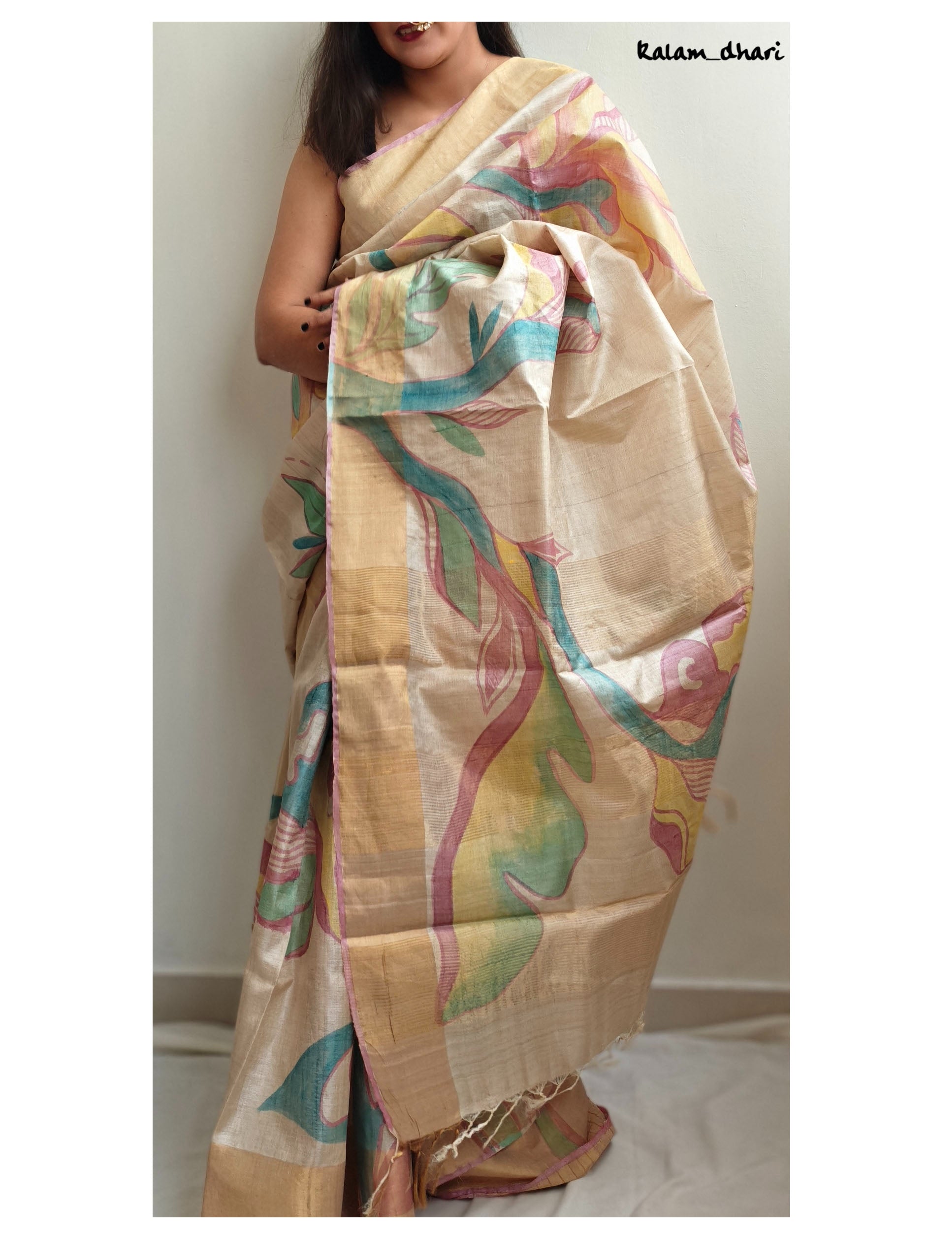 Ajanta Painted Kosa Silk Saree