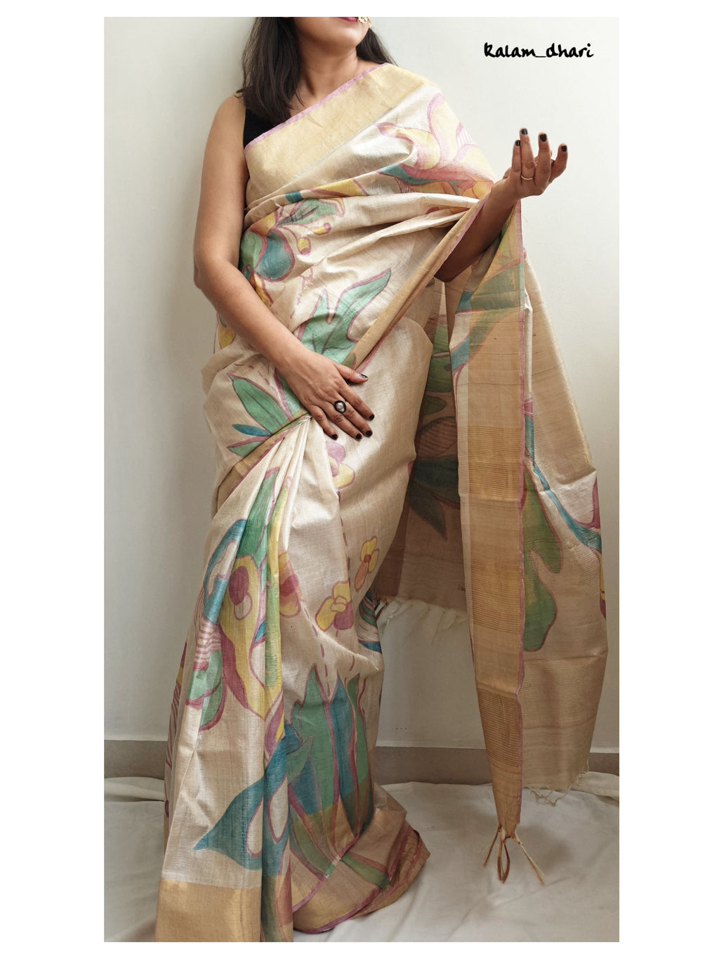 Ajanta Painted Kosa Silk Saree