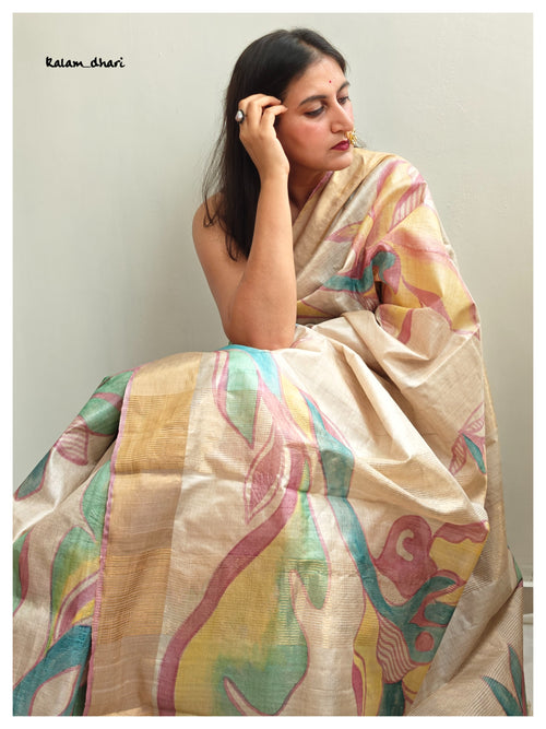Ajanta Painted Kosa Silk Saree