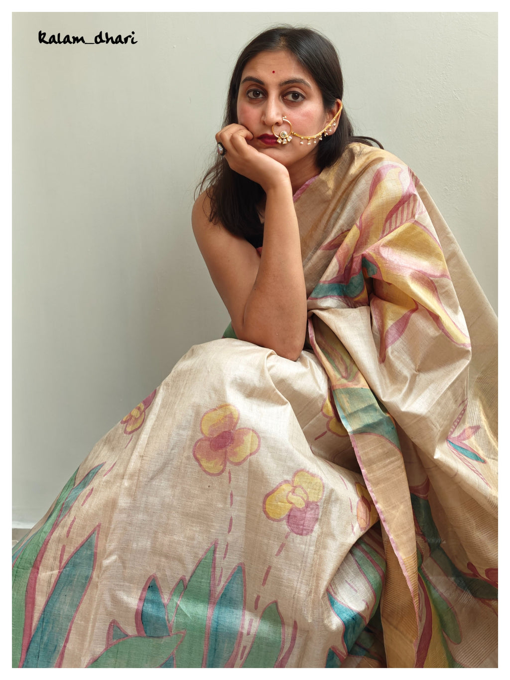 Ajanta Painted Kosa Silk Saree