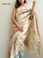 Ajanta Painted Kosa Silk Saree