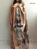 Rozana Painted Kosa Silk Saree- Red