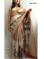 Rozana Painted Kosa Silk Saree- Red