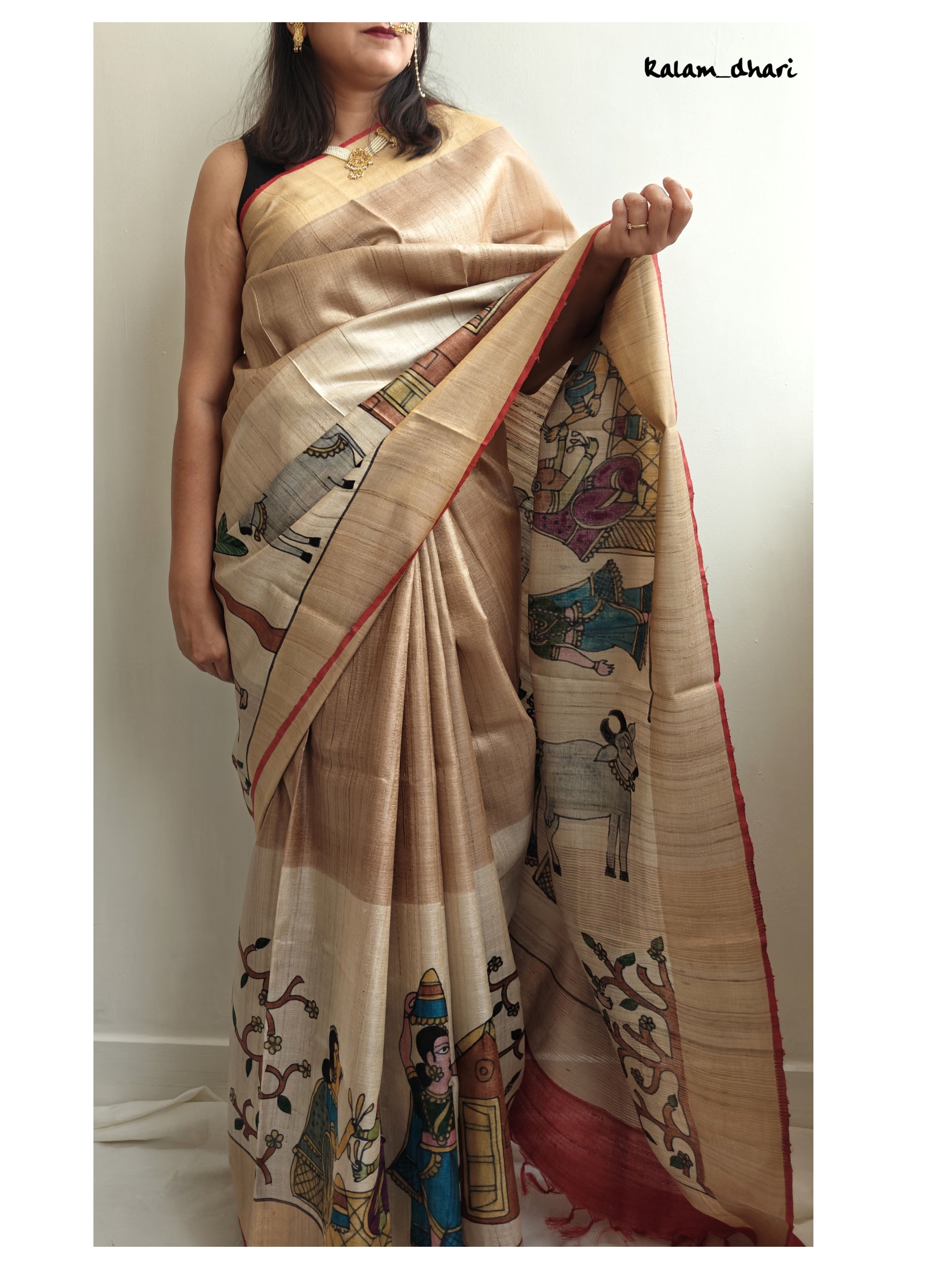 Rozana Painted Kosa Silk Saree- Red