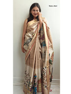 Rozana Painted Kosa Silk Saree- Red