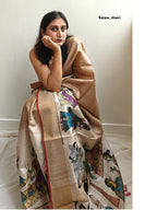 Rozana Painted Kosa Silk Saree- Red