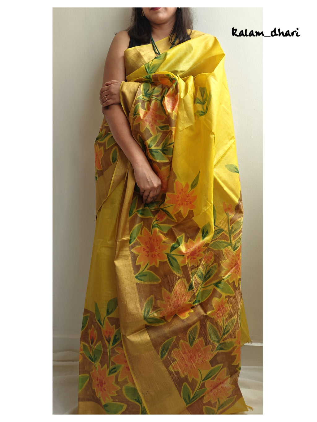 Peela Painted Kosa Silk Saree