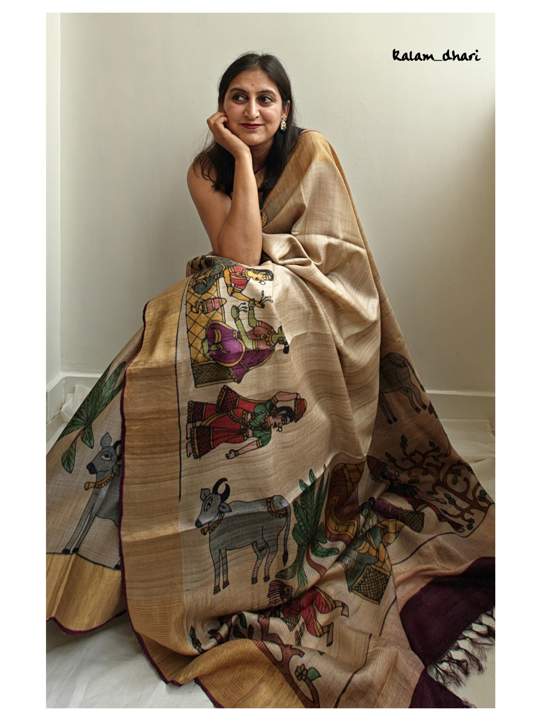 Rozana Painted Kosa Silk Saree- Purple