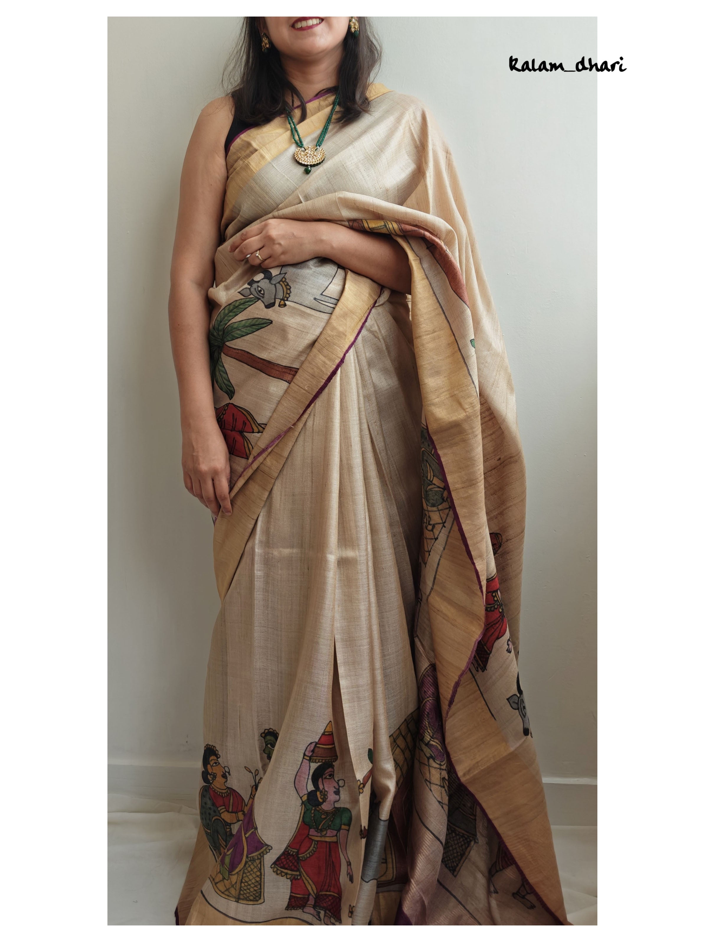 Rozana Painted Kosa Silk Saree- Purple