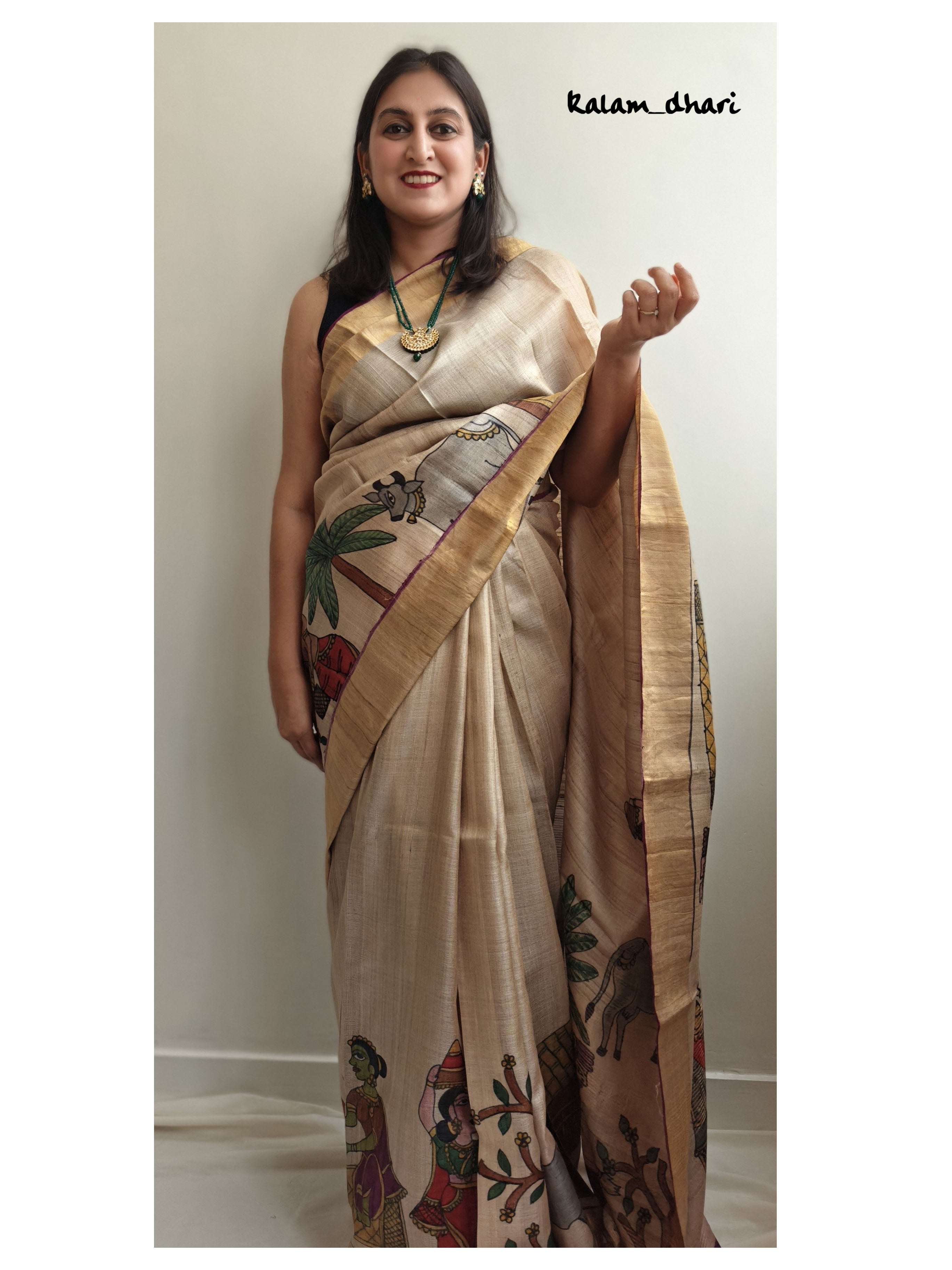 Rozana Painted Kosa Silk Saree- Purple