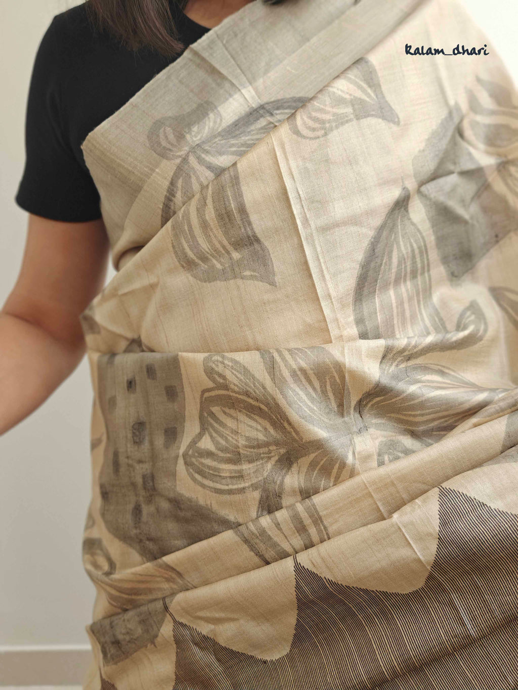 Wilted Florals Painted Silk Saree