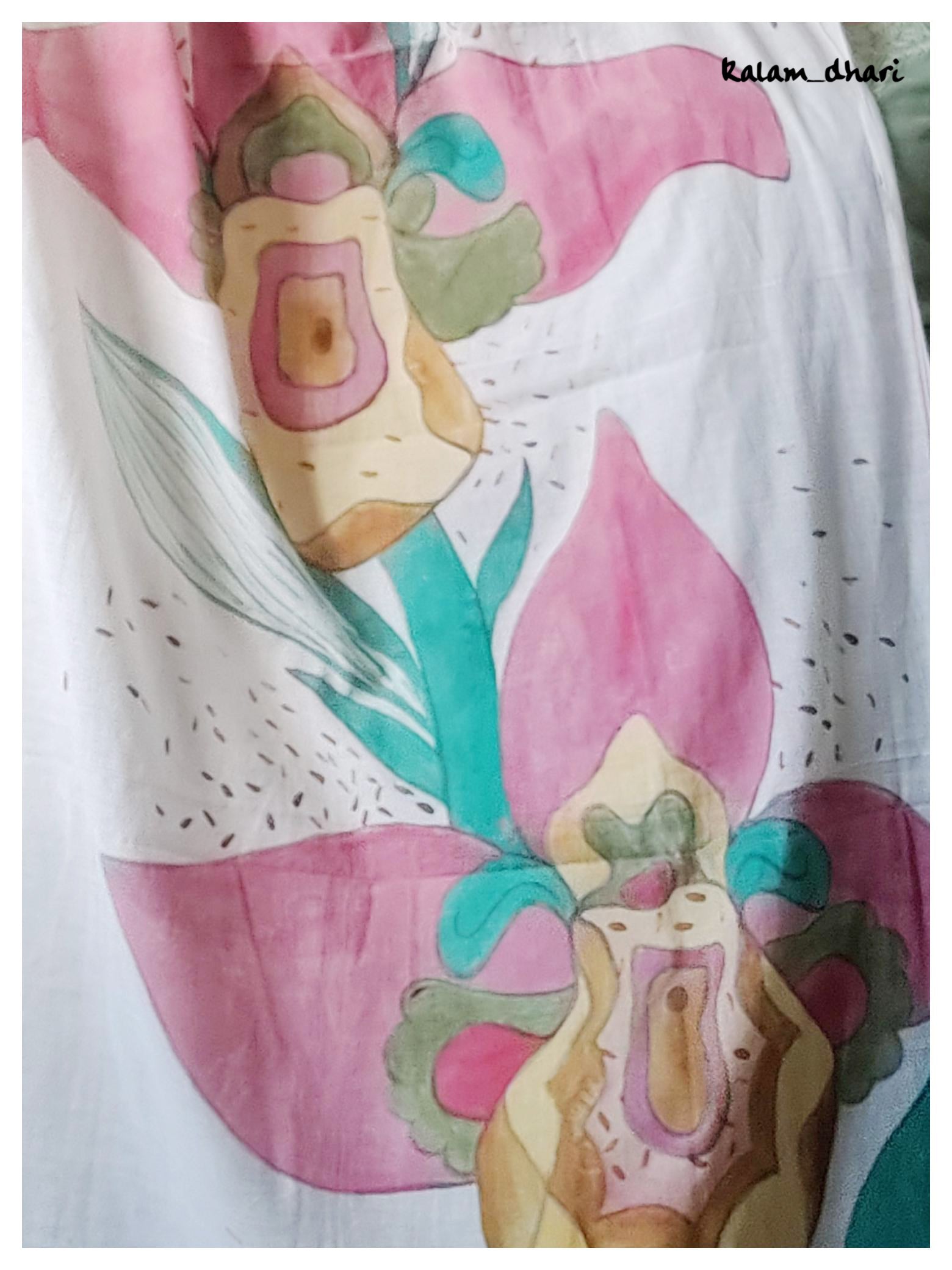 Orchids Muslin Cotton Painted Dupatta