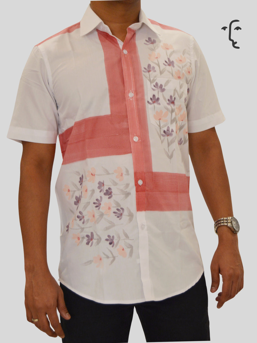Red Phool Half Shirt