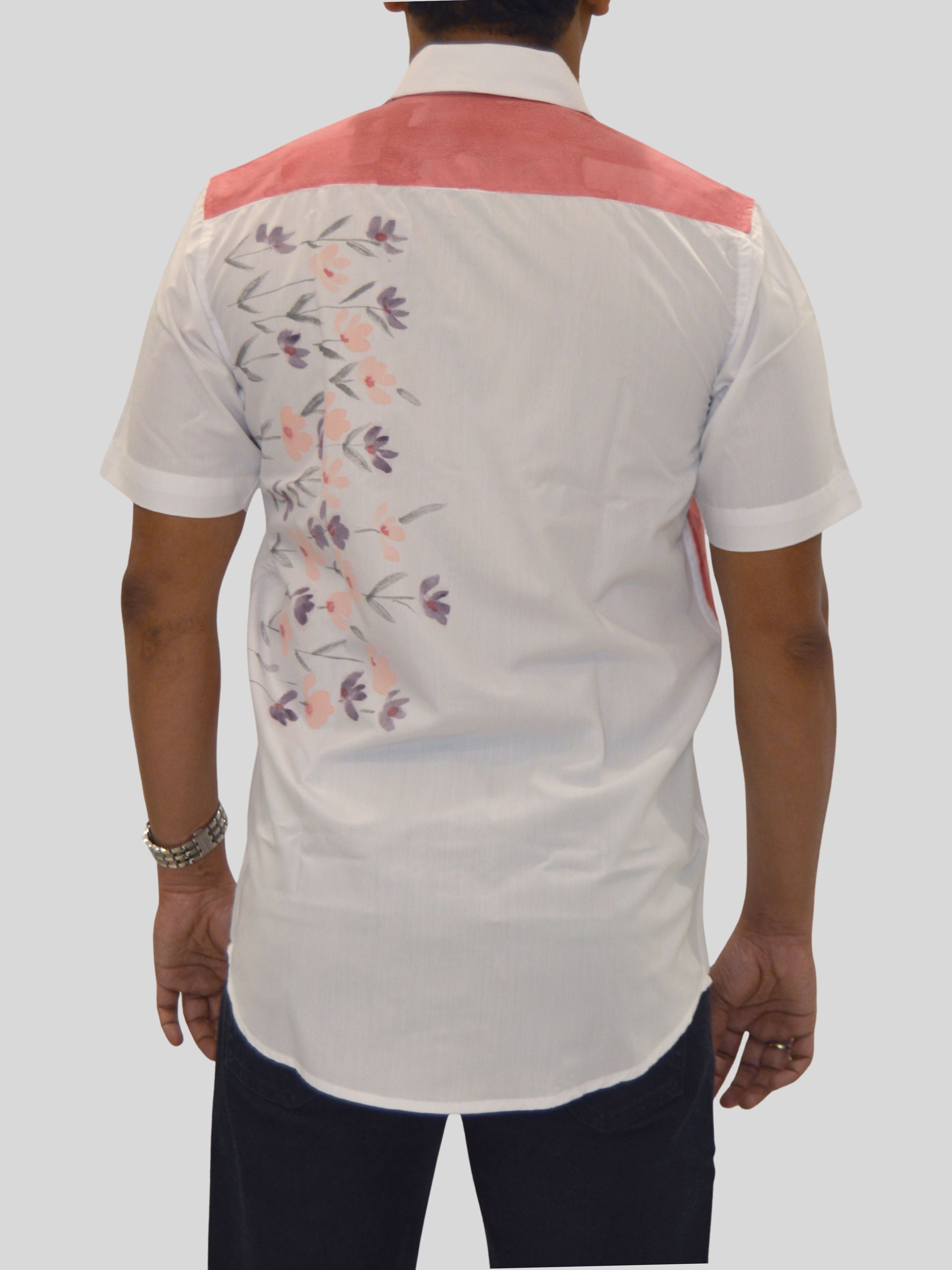Red Phool Half Shirt