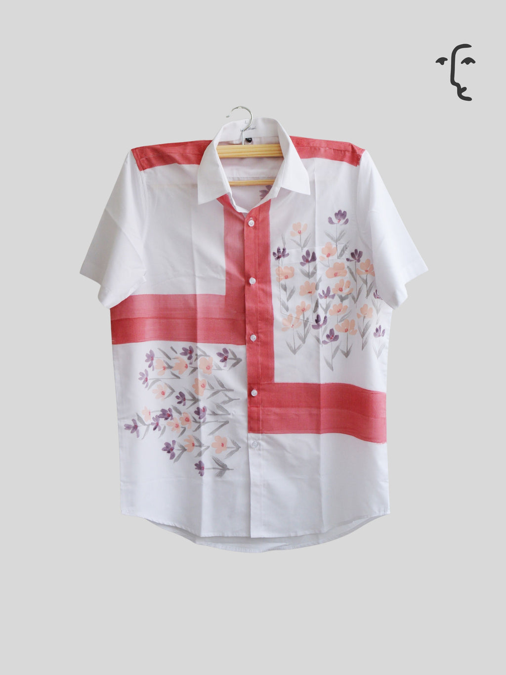 Red Phool Half Shirt