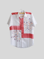Red Phool Half Shirt