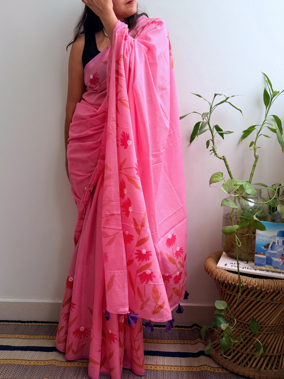 Daisy Painted Mul Cotton Saree