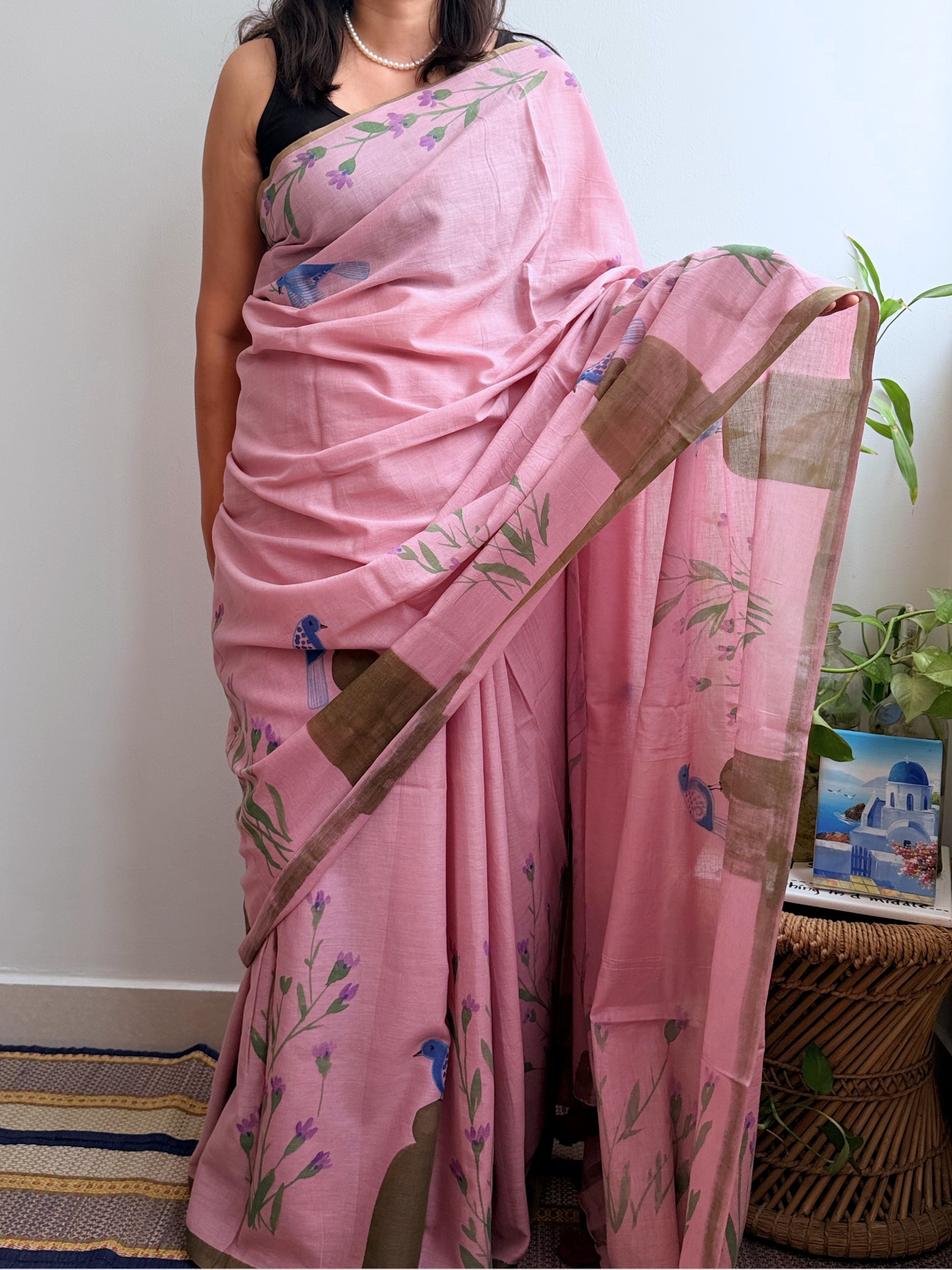 Lilly Painted Mul Cotton Saree