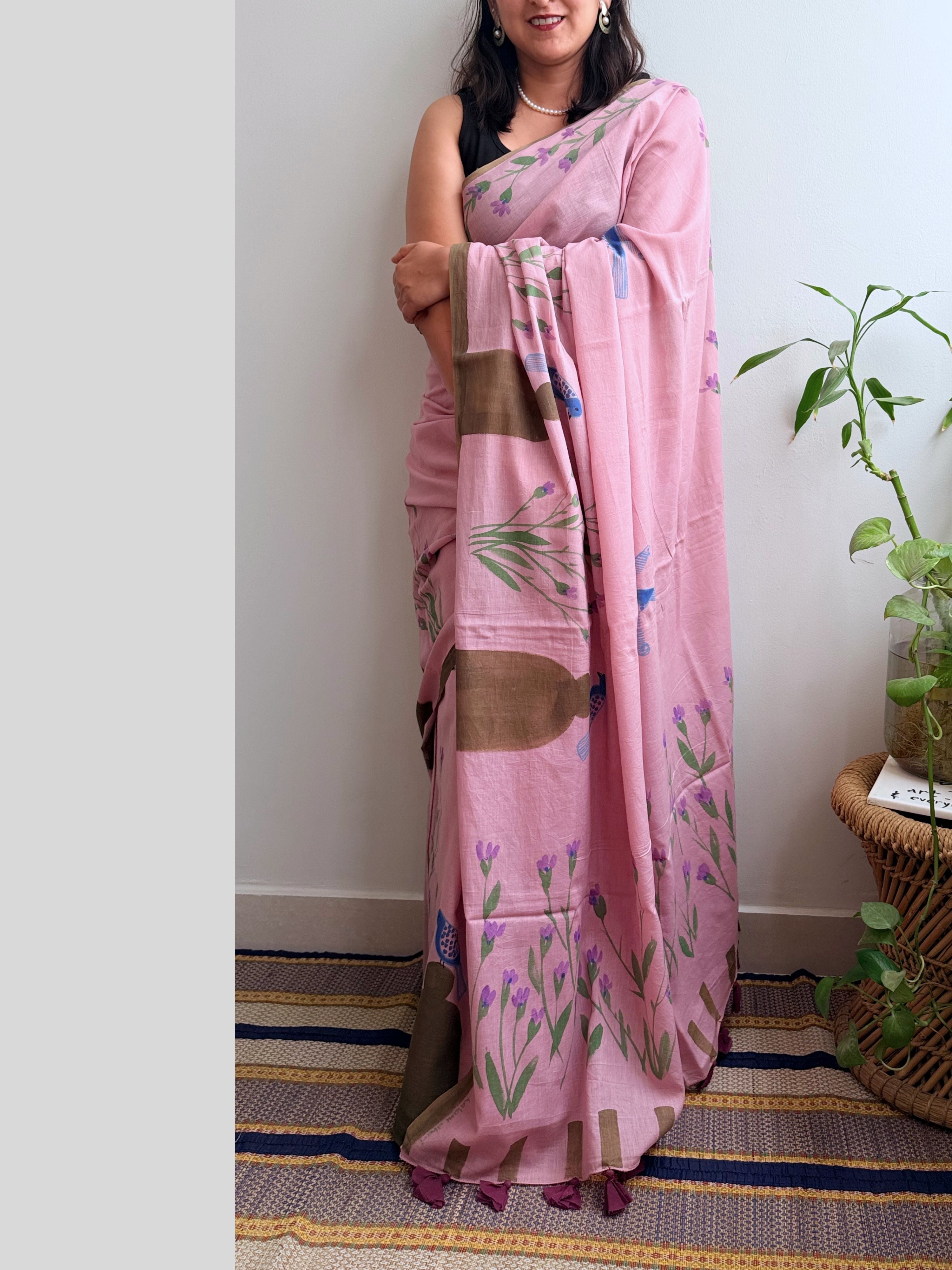 Lilly Painted Mul Cotton Saree