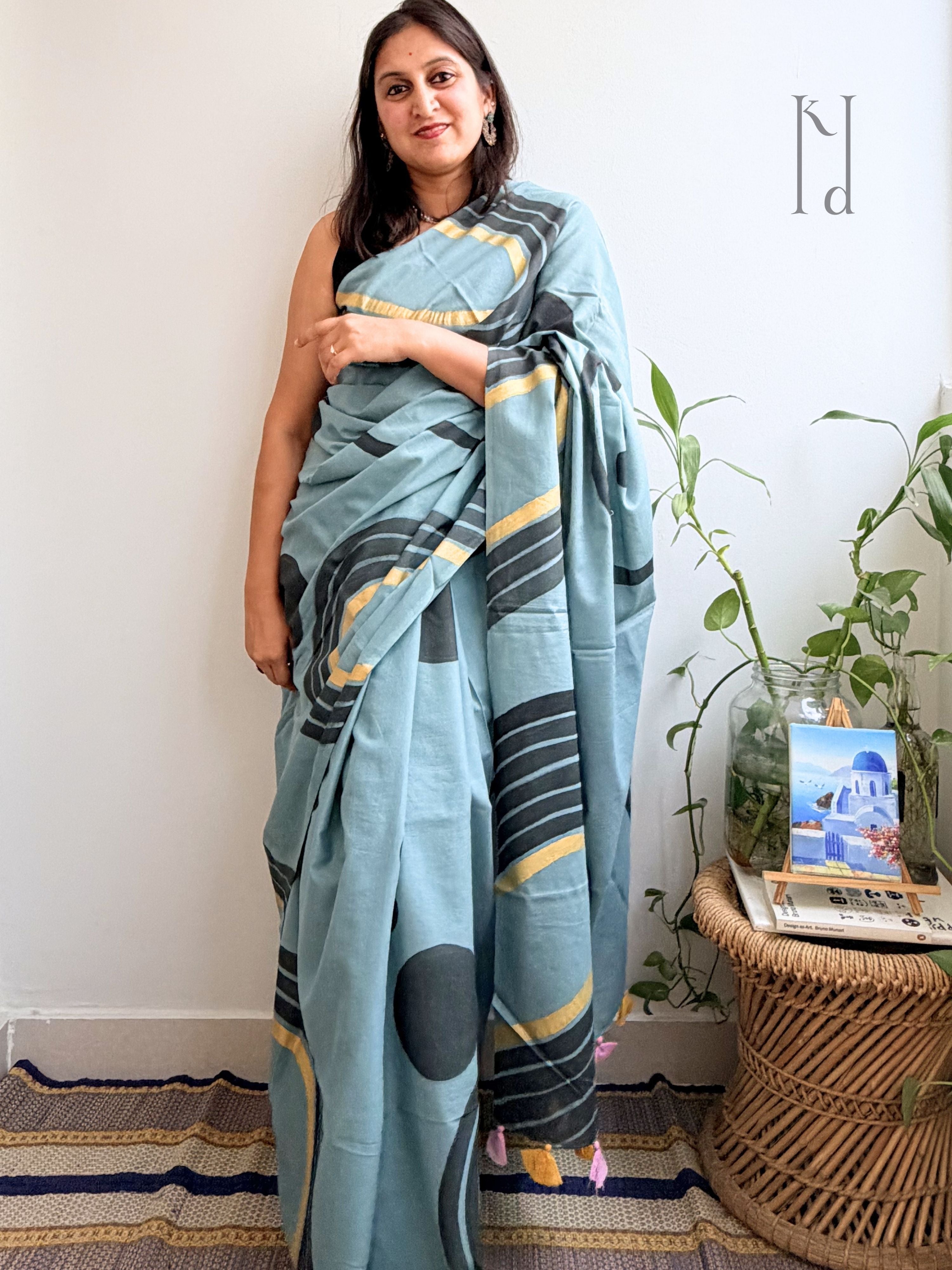 Deco Painted Mul Cotton Saree