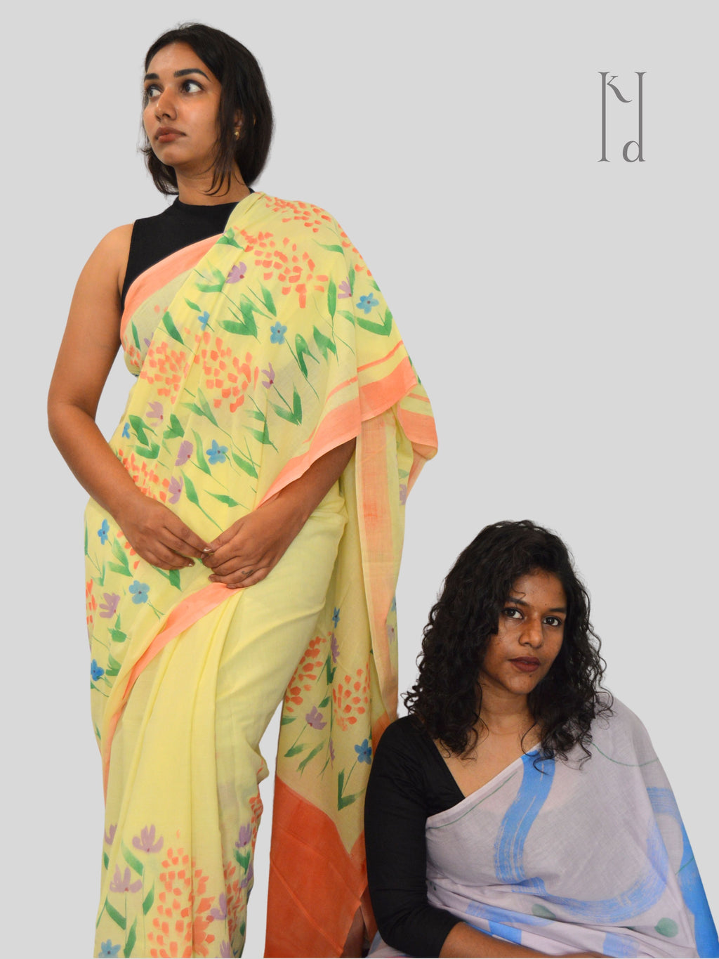 Wildflowers Painted Mul Cotton Saree