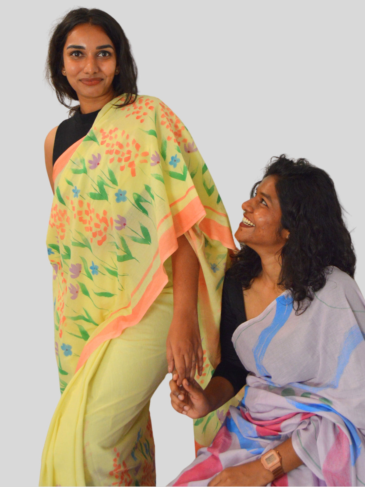 Wildflowers Painted Mul Cotton Saree