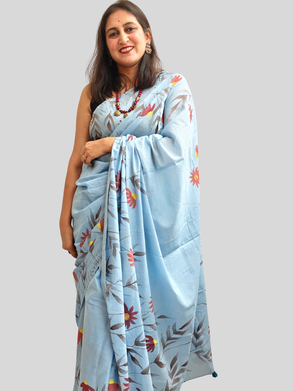 Daisy Painted Mul Cotton Sares