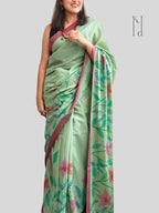 Abstract Floral Painted Mul Cotton Saree