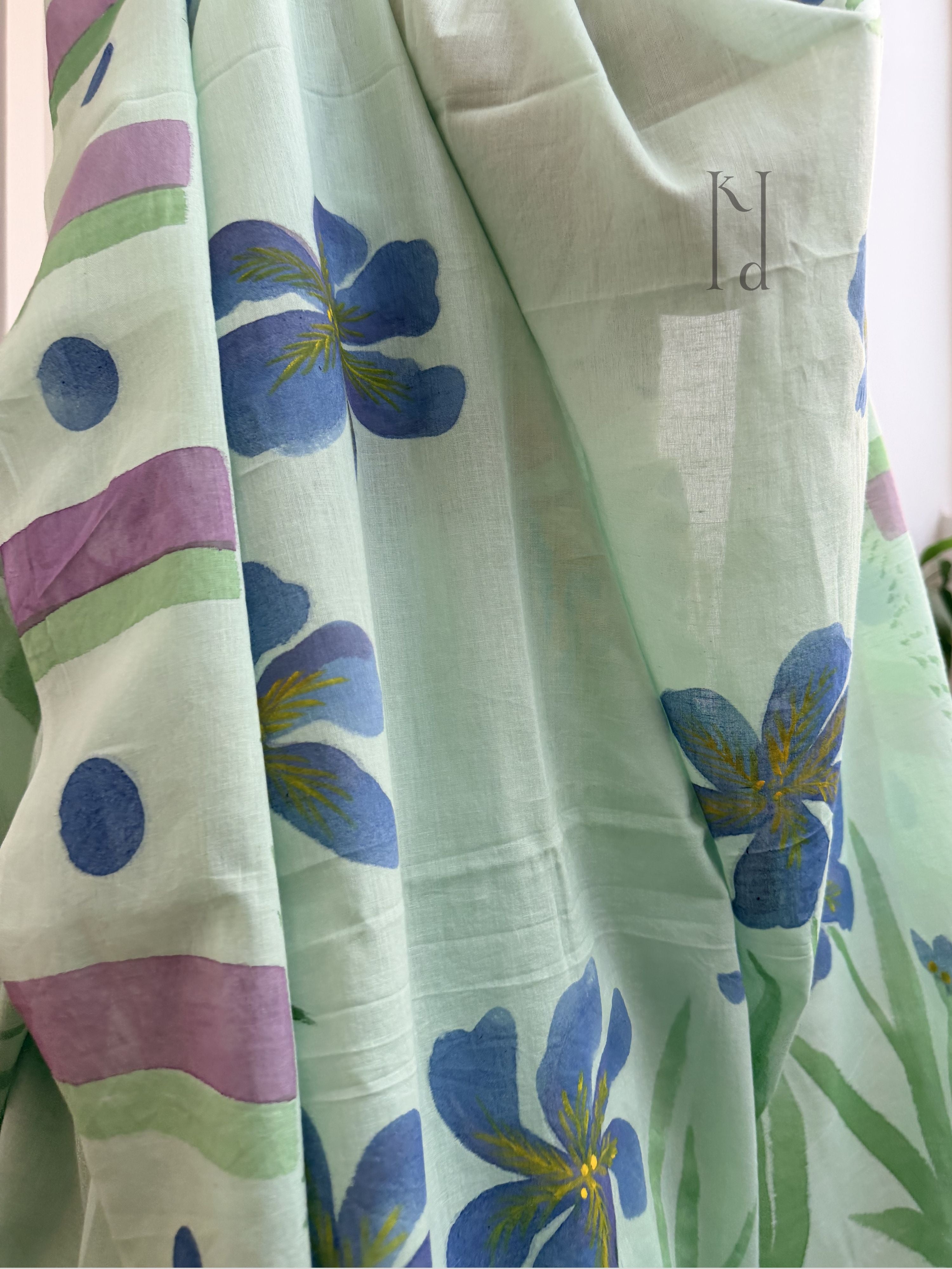 Iris Painted Mul Cotton Saree