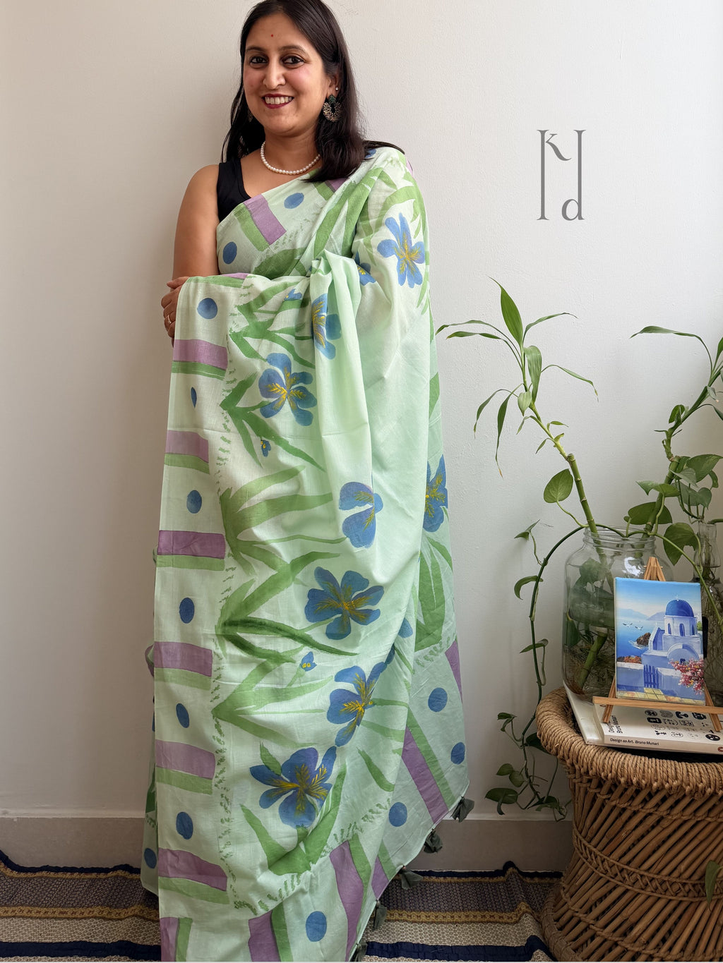 Iris Painted Mul Cotton Saree