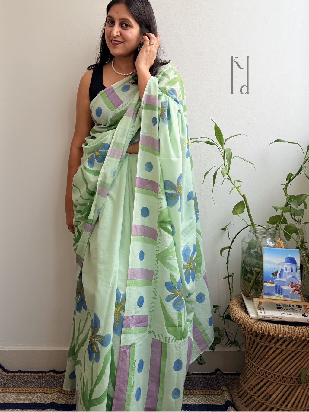 Iris Painted Mul Cotton Saree