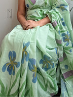 Iris Painted Mul Cotton Saree