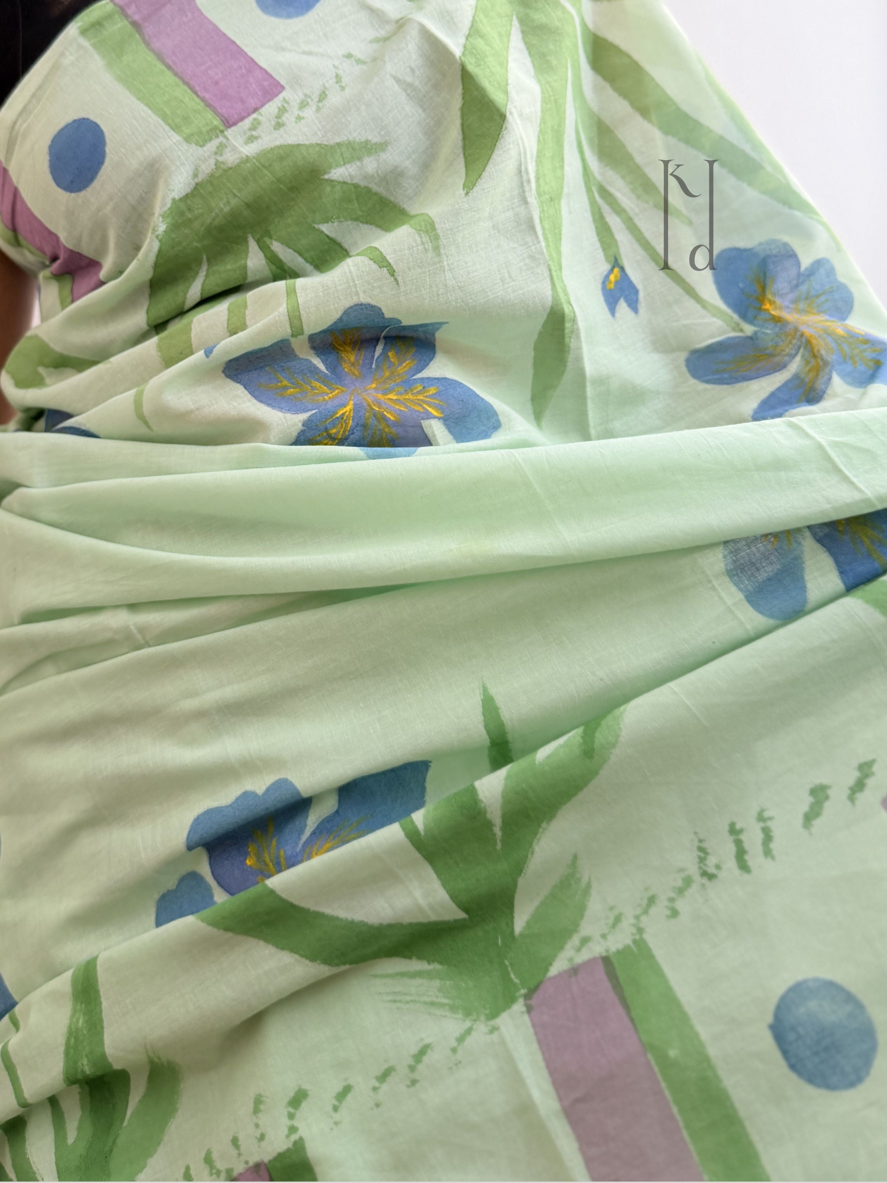 Iris Painted Mul Cotton Saree