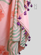 Bagiya Painted Mul Cotton Saree- Pink