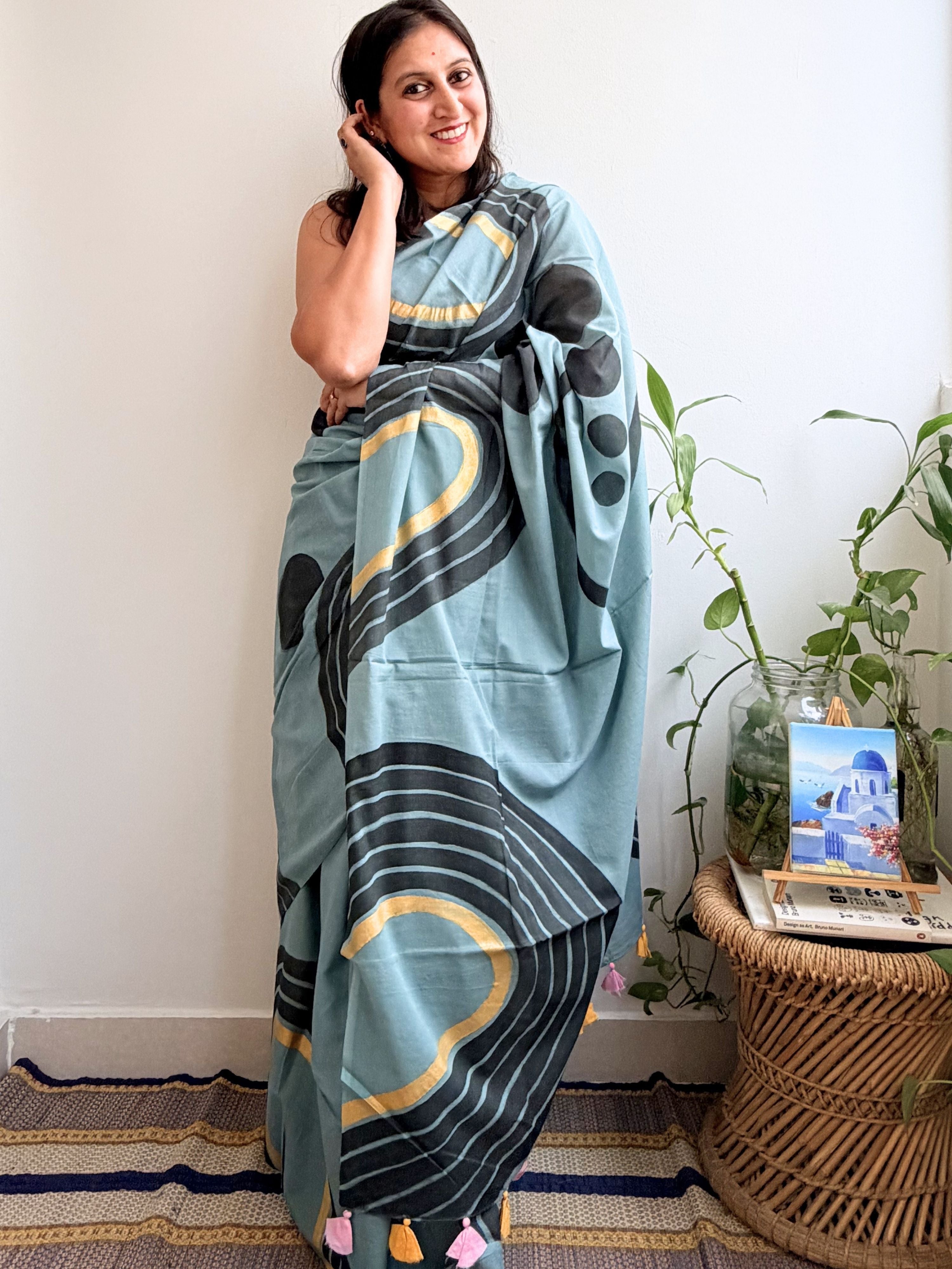 Deco Painted Mul Cotton Saree