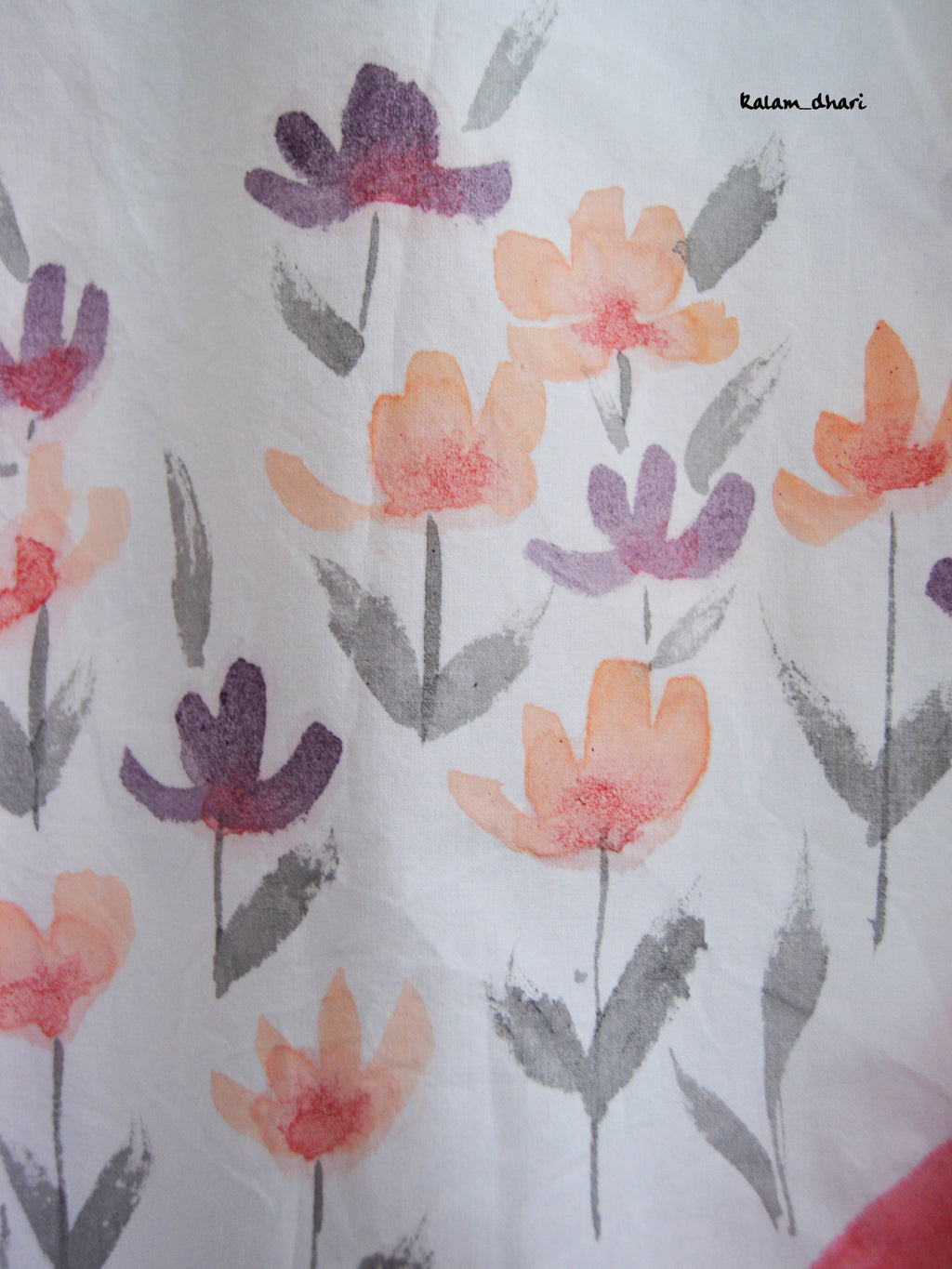 Phool Red Painted Half Shirt