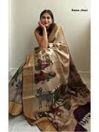 Rozana Painted Kosa Silk Saree- Purple