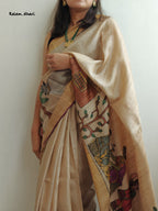 Rozana Painted Kosa Silk Saree- Purple