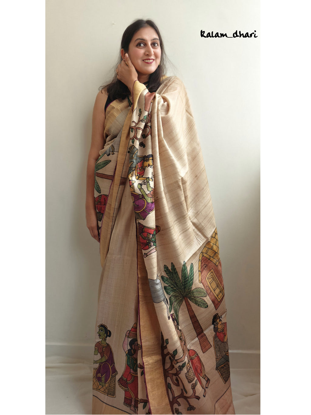 Rozana Painted Kosa Silk Saree- Purple