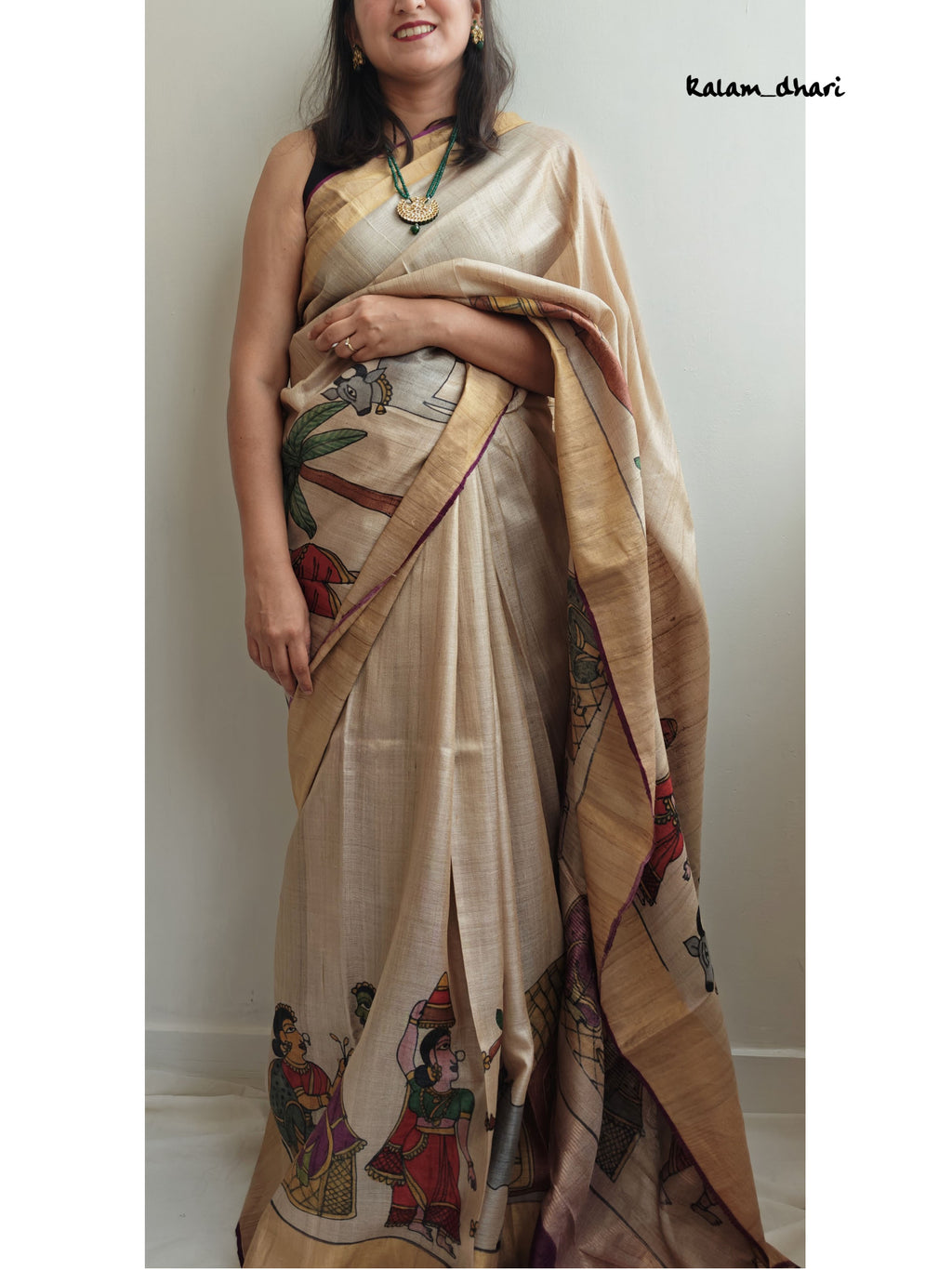 Rozana Painted Kosa Silk Saree- Purple