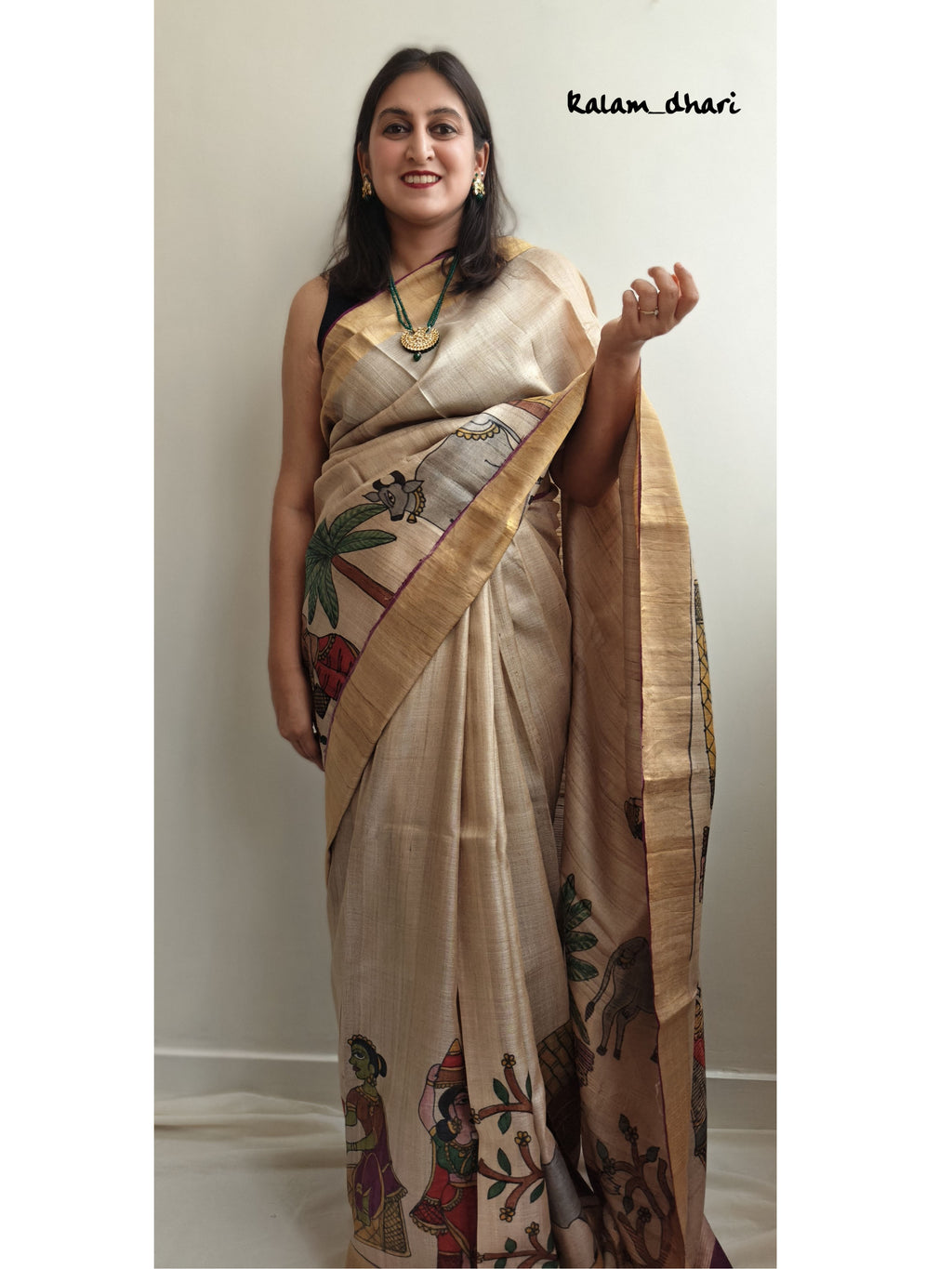 Rozana Painted Kosa Silk Saree- Purple