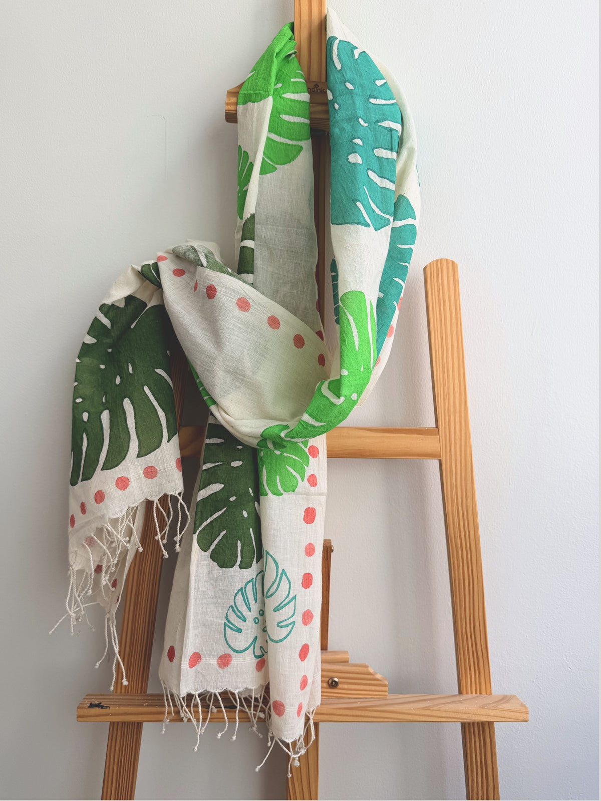 Monstera Painted Cotton Stole
