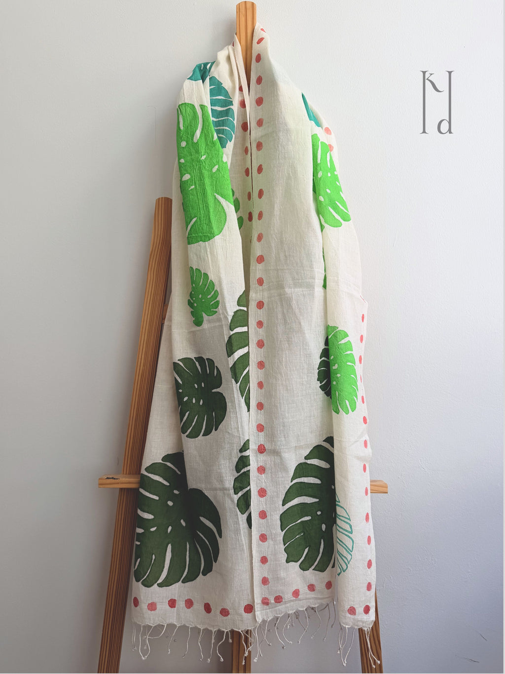 Monstera Painted Muslin Stole