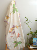 Purple Orchids Painted Cotton Stole