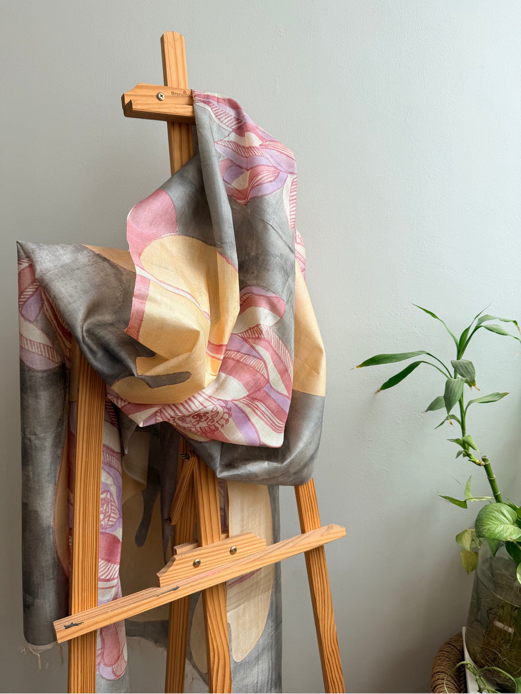 Lotus Painted Silk Dupatta