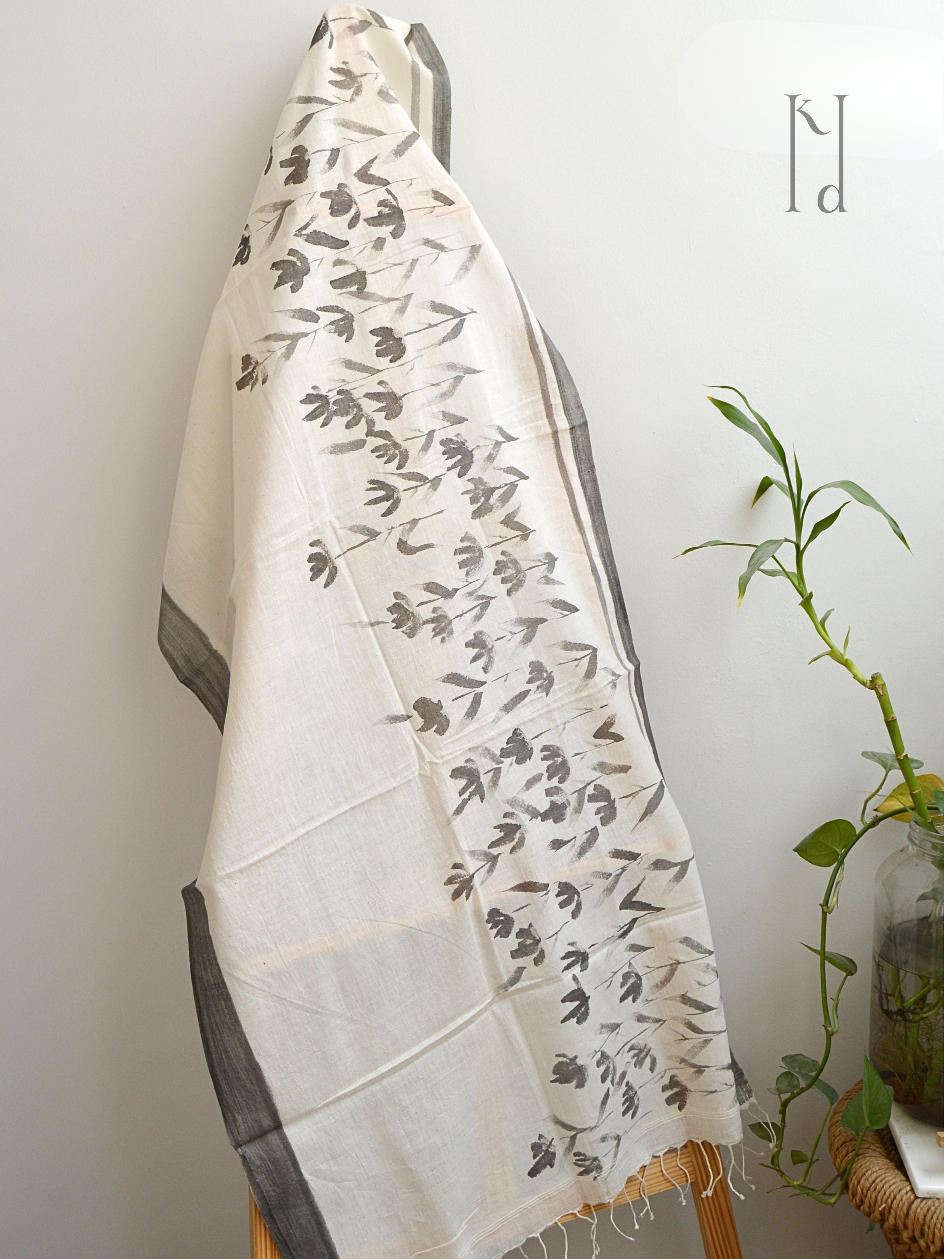 Phool Muslin Cotton Painted Stole