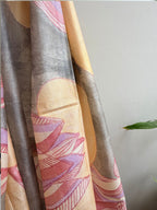 Lotus Painted Silk Dupatta