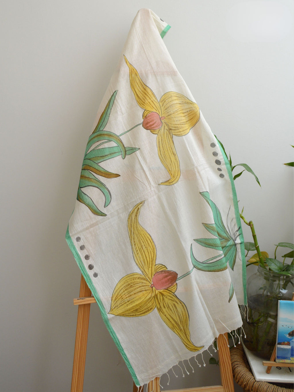Orchids Painted Cotton Stole